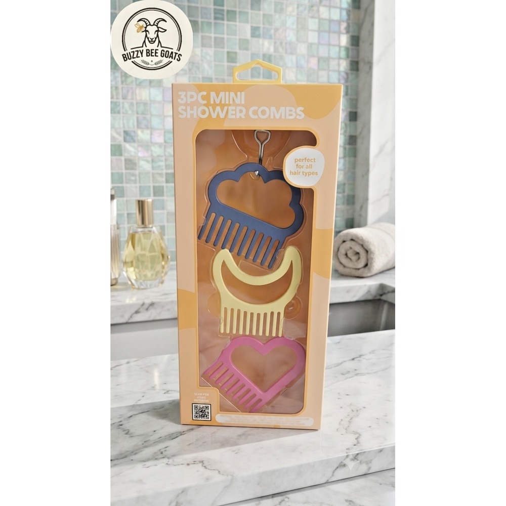 Plastic Mini Shower Combs Set,3-piece Wide Tooth Detangling Combswith Cloud